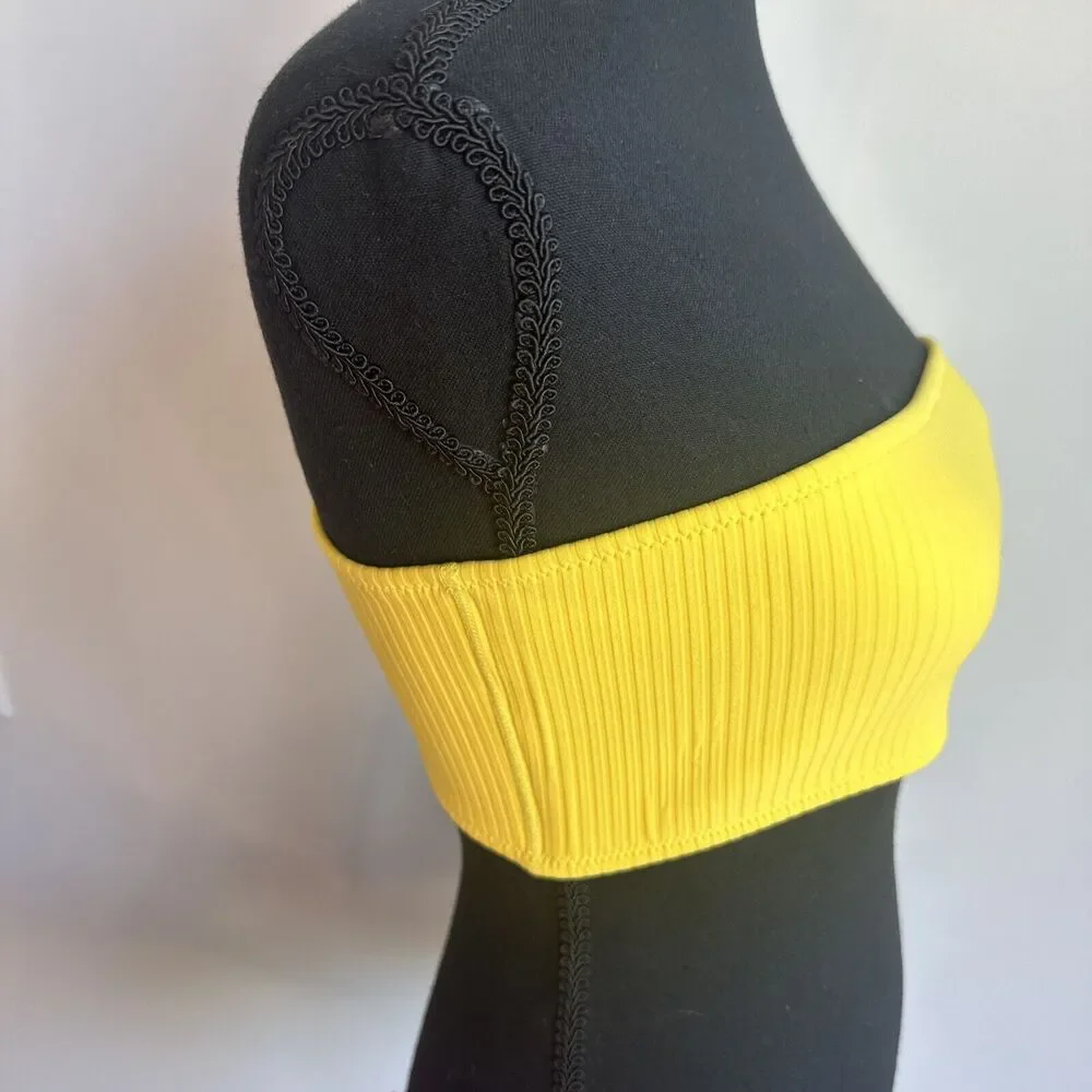 Triangl Yellow Print Bikini swimsuit top only bandeau strapless Swim Small Suit